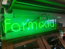 INSEGNA NEON VETRO SOFFIATO SCRITTA LUMINOSA  VINTAGE ARREDO INDUSTRIALE