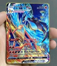 Pokemon Full Art Charizard X/Y VMAX Gold Metal Fan Art Card Collectible 500HP