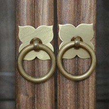 2 Pezzi Maniglia Bronzo Cassetto Anello Tira Decorazione Comò Vintage