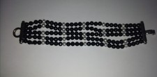 Splendido Bracciale 5 fili di vere perle e onice con susta in Argento 925 Affare