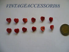 12 BOTTONI CUORE VERA MADREPERLA ROSSO 1,1 CM VINTAGE CAMICETTA SARTORIA ABITO