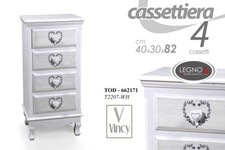 MOBILE CASSETTIERA 4 CASSETTI DECORO CUORE 40*30*82 CM SHABBY CHIC TOD-662171