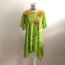 NUOVO! Abito Angel Circle Shift taglia M ricamato floreale manica corta verde