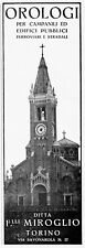 PUBBLICITA'1937 OROLOGIO MIROGLIO TORINO SANTA RITA DA CASCIA CAMPANILE FERROVIA