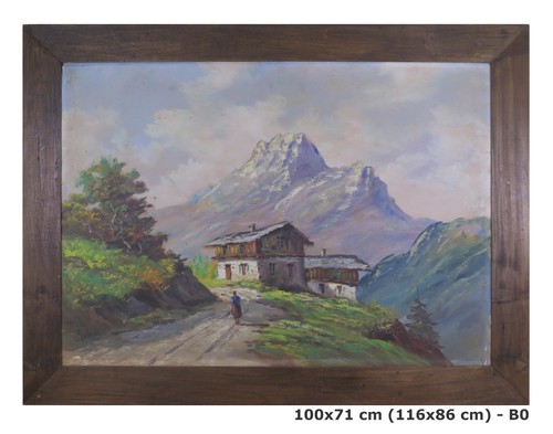 Quadro antico paesaggio alpino - antico,