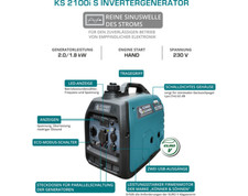 K&S Gruppo Elettrogeno Inverter Benzina 2KW 50Hz Camping