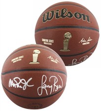 Magic Johnson & Larry Bird firmato Wilson Trophy serie basket BAS testimoniato