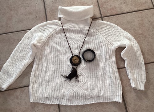Maglione bianco donna collo - maglione,