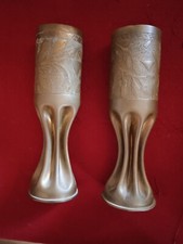 Coppia bossoli di cannone della Grande Guerra trasformati in vasi da fiori