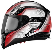 Casco moto integrale LS2 Armory  racing FF384 Bianco-Rosso tg.S - doppia visiera