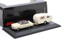 1:43 Schuco Opel Captain con Dethleffs Globetrotter roulotte beige/bianco
