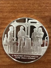 VULCANIZZAZIONE DELLA GOMMA   MEDAGLIA ARGENTO  SILVER  .925 FDC PROOF Gr. 14