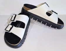 PAPILLIO BIRKENSTOCK ARIZONA FIBBIA PLATORM SLIDE SANDALO BIANCO 37 6-6,5 $120