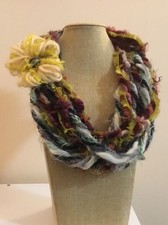 Sciarpa collana, scaldacollo, collana fatta a mano, sciarpa misto lana