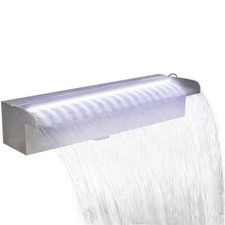 vidaXL Cascata per Laghetto Rettangolare con LED in Acciaio Inox 45 cm