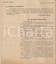 1930 ca PNF COMO Ama la divisa fascista  *Volantino PROPAGANDA 20x30