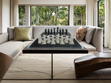 Scacchiera in Marmo Onice Bianco e Nero 38cm Fatto a Mano - Regalo, Decorazione