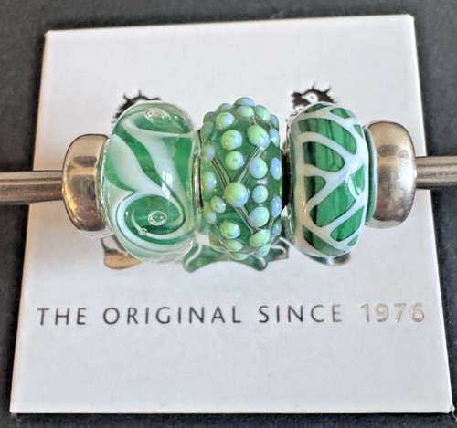 Trollbeads uniques grn wht - uniques, grn/wht