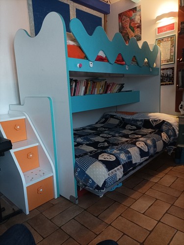Letto scorrevole con - scorrevole, libreria