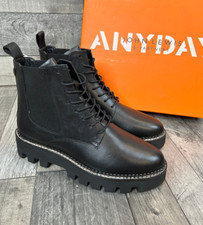 Stivali stringati John Lewis Paisleigh UK 6 pelle nera classici grossi BN