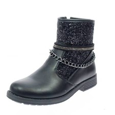Asso Stivaletti Glitter Senza Stringhe Con Cerniera Nero - Junior Scarpe Ragazza