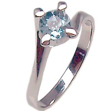 Anello Solitario in Oro Bianco 18 kt. con Acquamarina Naturale da Donna