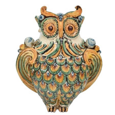 Statuetta Gufo Statuina Ceramica di Caltagirone Civetta Decorativa Soprammobile