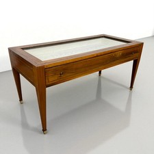 Tavolino bacheca antico tavolo vetrina espositore basso Stile Neoclassico 900