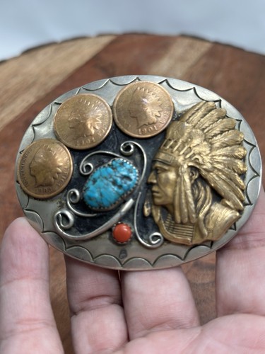 Fibbia firmata navajo vintage - fibbia,