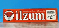 VINTAGE OILZUM PENNSYLVANIA MOTOR OILS PORCELAIN ENAMEL METAL SIGN SIZE 12" x 3"