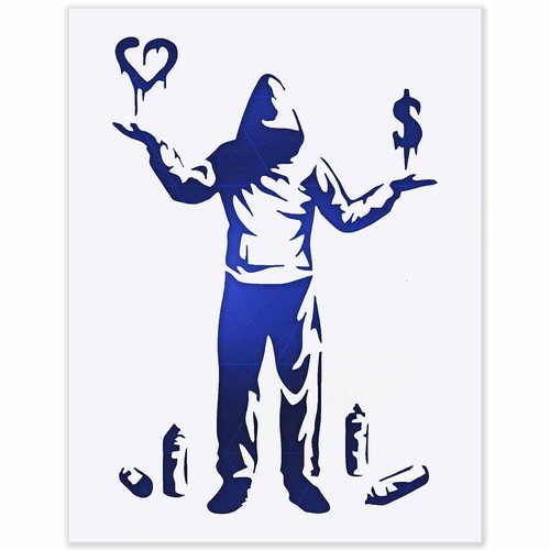 Banksy love money stencil - or,