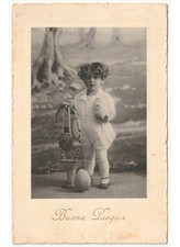 1929 bambino uova di Pasqua decorate in rilievo antica foto cartolina augurale