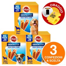 Pedigree Dentastix Small Medium Large Stick per Igiene Orale Cane + Selfiestix