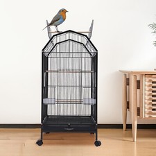 Black Large Bird Cage wit Rolling Stand Cockatiel Parakeet Finch Parrot Birdcage