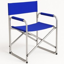 Sedia Regista Pieghevole Alluminio e Tessuto Textilene Spiaggia Campeggio Blu