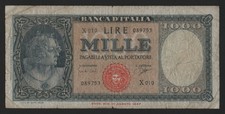 1000 LIRE ITALIA (MEDUSA) SERIE SOSTITUTIVA X10 25/09/1961 MOLTO RARA MB+