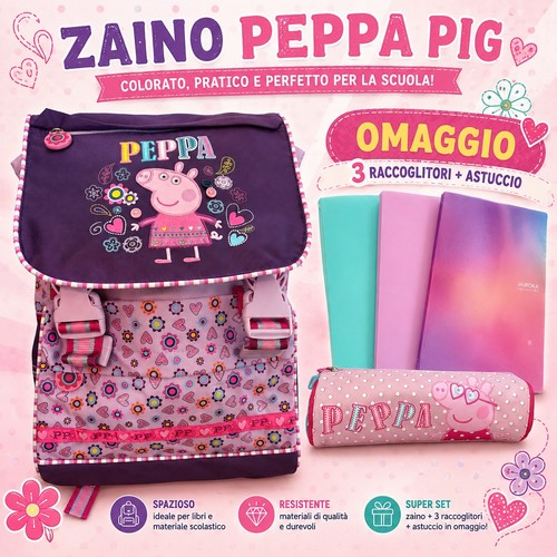 Zaino scuola peppa pig - pig, +