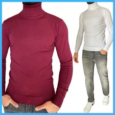 Dolcevita uomo maglione collo alto lana maglioncino maglia lupetto slim fit XL
