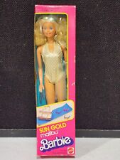 NRFB Vintage 1983 Sun Gold Malibu Barbie bambola oro costume da bagno Mattel #1067