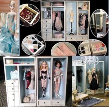 Barbie Fashion Model Collezione Armadio Portaoggetti Etichetta Oro