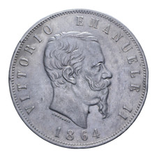 5 LIRE 1864 NAPOLI RARA VITT