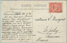 81173 - MADAGASCAR - STORIA POSTALE - CARTOLINA a FRANCIA 1906 - FAUNA LEMURI