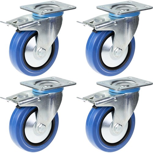 Ruote girevoli blu gomma - in,