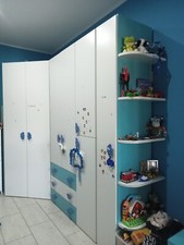 Cameretta bambini ragazzi completa 3 letti comodino cabina armadio