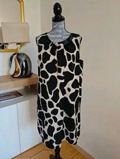 Vestito donna OVS tg. 48 bianco nero maculato animalier poliestere setificato