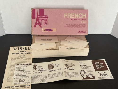 French vocabulary cards vis - cards, vis-ed