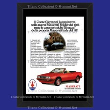 Anni ' 80  * Pubblicità Originale "Maserati, Spider del 1986, Conte Giovanni Lur