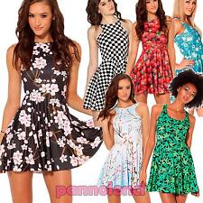 Vestito donna miniabito skater stampa sublimatica nuovo elegante DL-1111