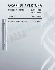 ADESIVO NEGOZIO VETRINA ORARI