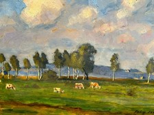 QUADRO OLIO SU CARTONE MUCCHE